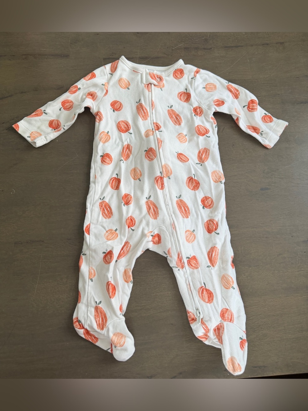 Carter's Pumpkin Print Fall Footed Sleeper Pajamas 3-6M